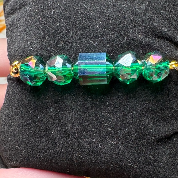 Handmade Green and Gold Beaded Bolo Bracelet - Picture 2 of 7